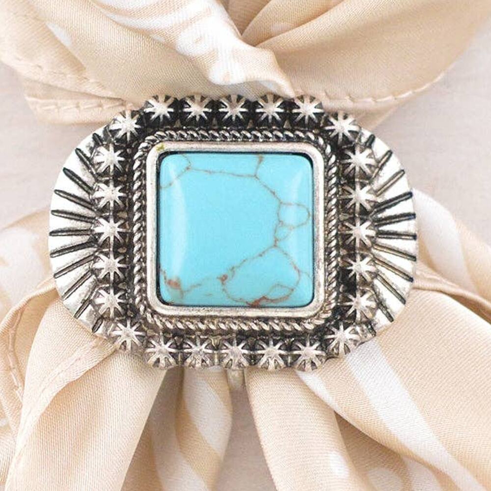 Western Turquoise Concho Scarf Slide 1.75 x 1.25